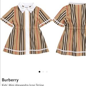 BURBERRY Kids’ mini Alexandra Icon Stripe Cotton Poplin Dress